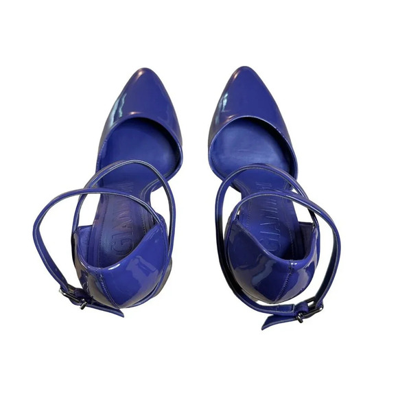 Gianni Bini Marlee Patent Pumps Ankle Strap Cylinder Heel Purple Blue Size 6.5 - Picture 6 of 10